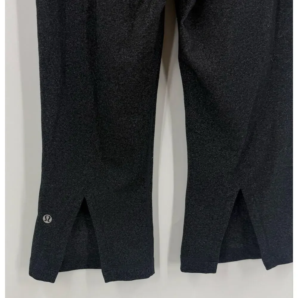Lululemon Womens Cropped Capri Pants Size 4 Flare Leg Workout Gym Charcoal Gray